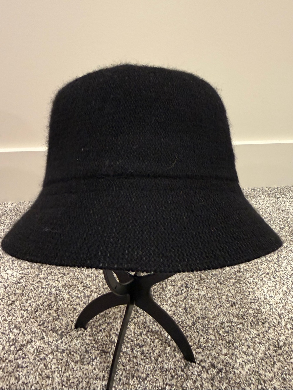 Classic Vintage Retro Wool Angora Blend Black One Size Women’s Bucket Hat